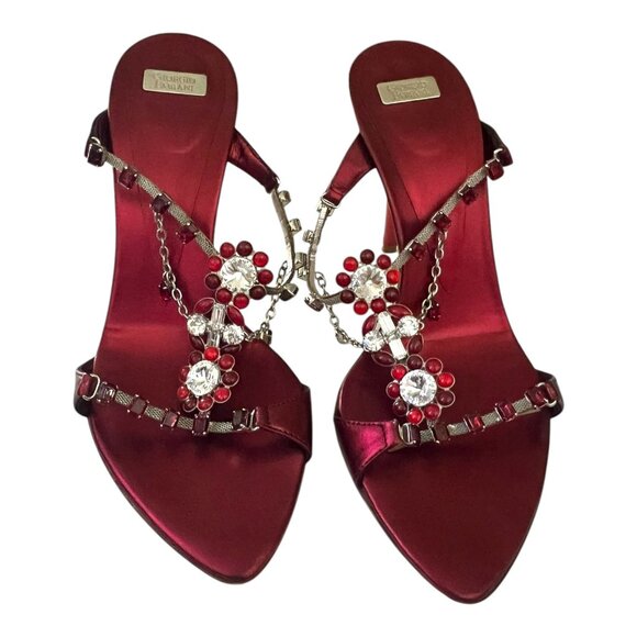 Giorgio Fabiani Red Stiletto heels with Rhinestone Beaded Size 36.5 - Picture 2 of 15